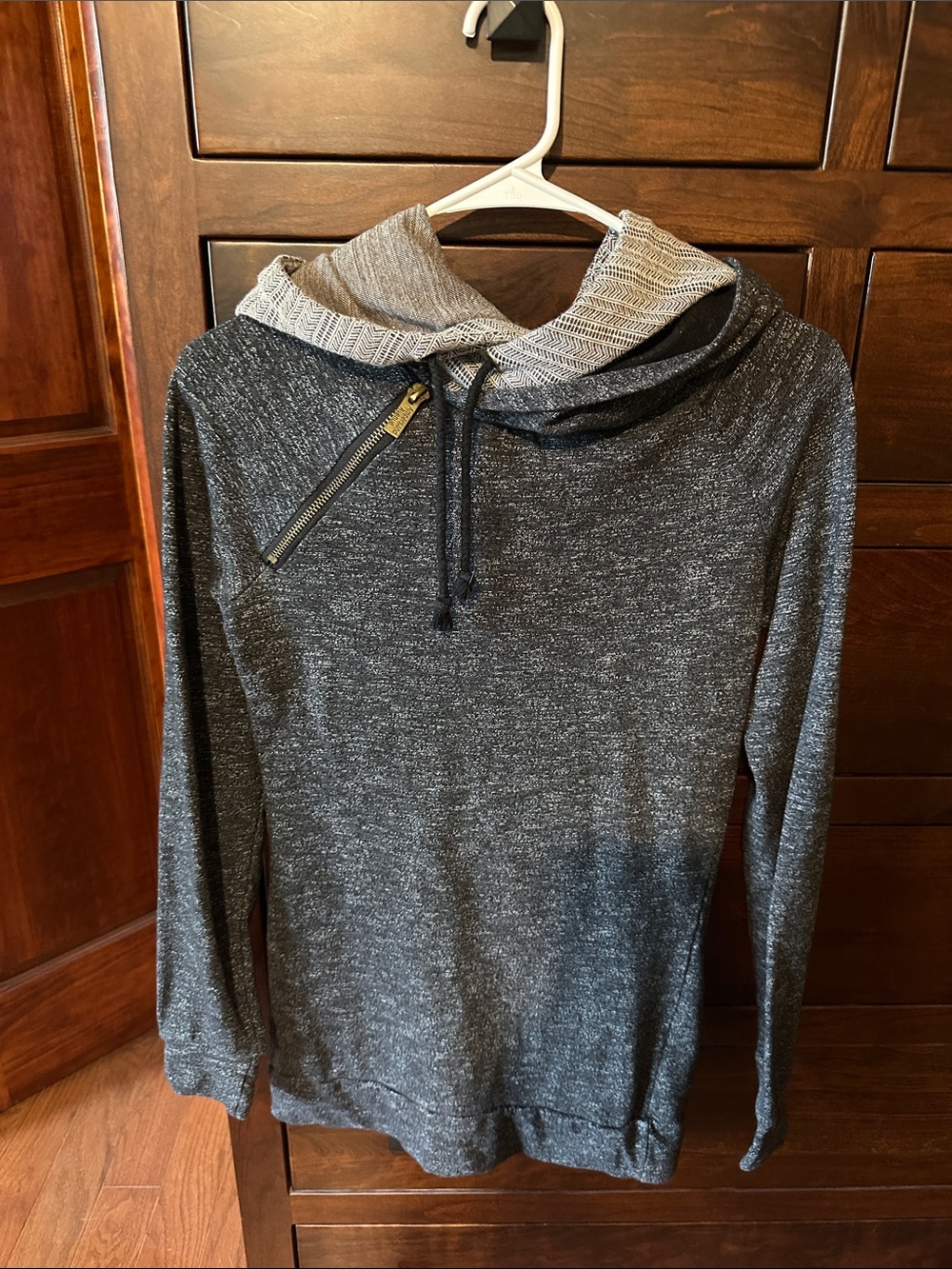 Women's S Hooded Knit Sweater - Charcoal Gray